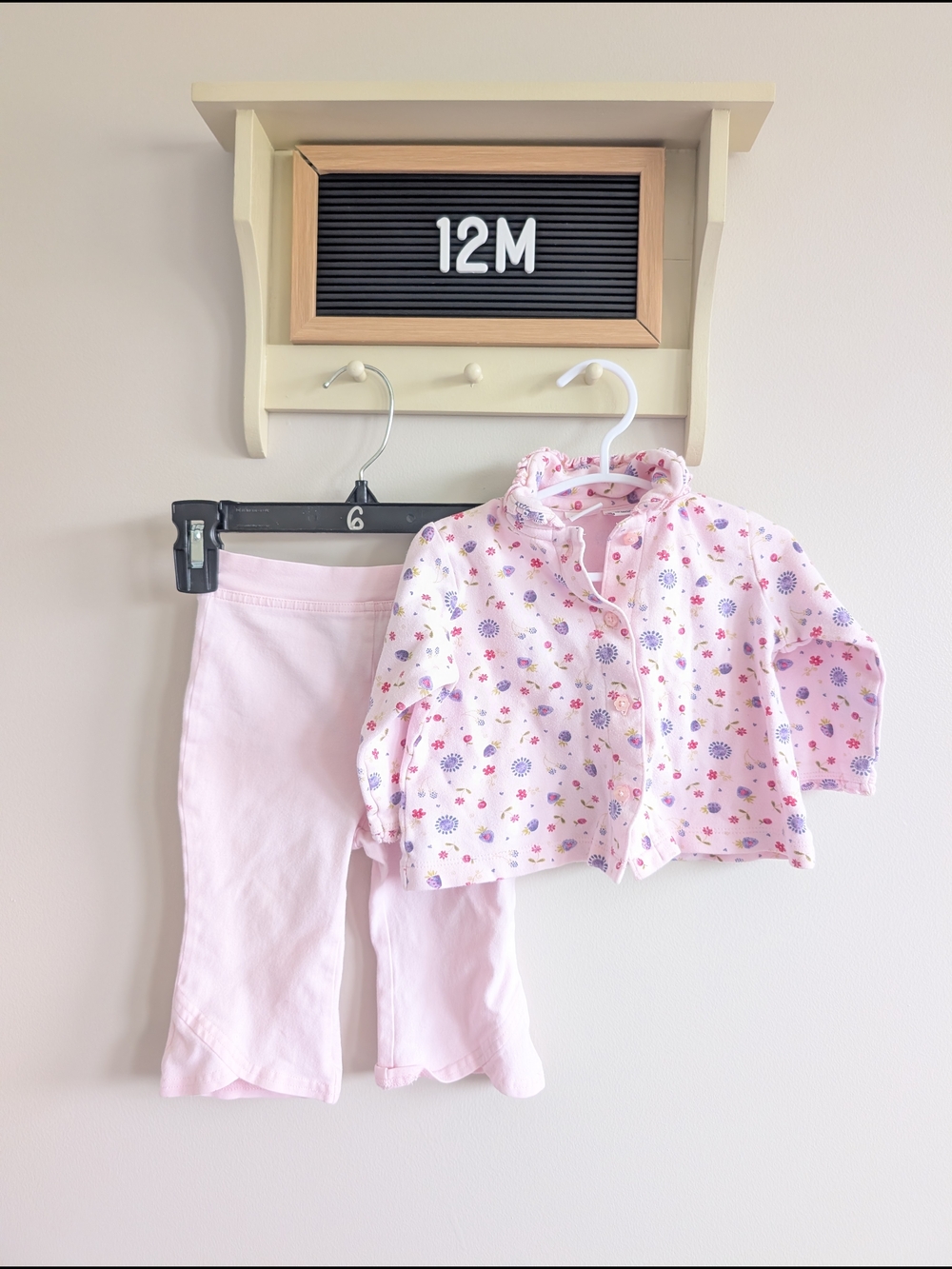 Unbranded Pink Floral Baby Matching Set - 12M